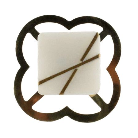 White Square Stone Gold Cross Dresser Knob